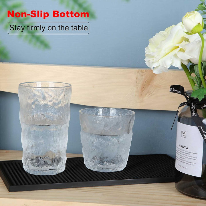 4 Stück 15 x 30cm Bar Matte, Schwarz Gummi Abtropfmatte, Bar Service Matte Barmatte rutschfest für B