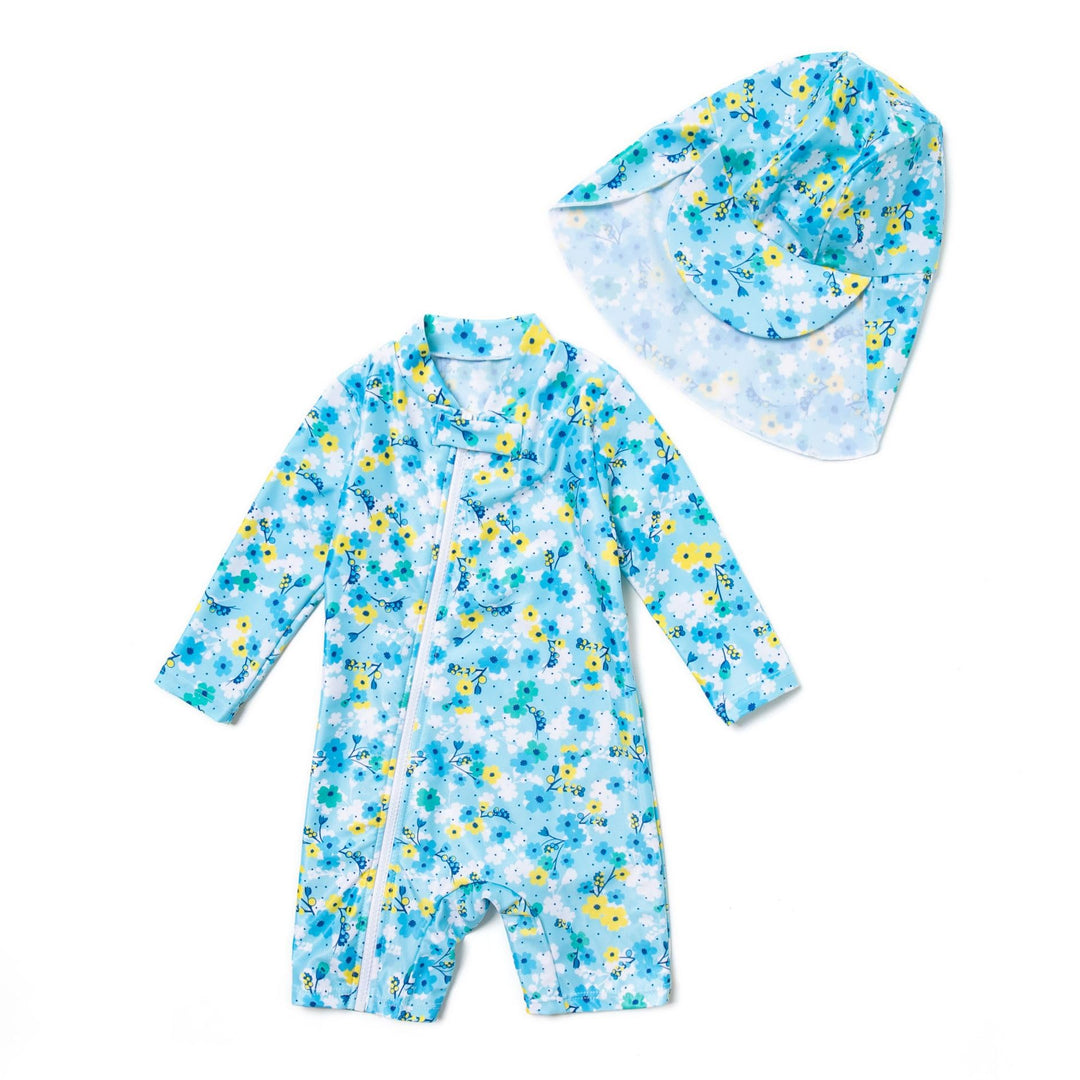 BONVERANO Baby Mädchen Recycelter Badeanzug mit einem durchgehendem Reissverschluss UV-Schutz 50+ 9-
