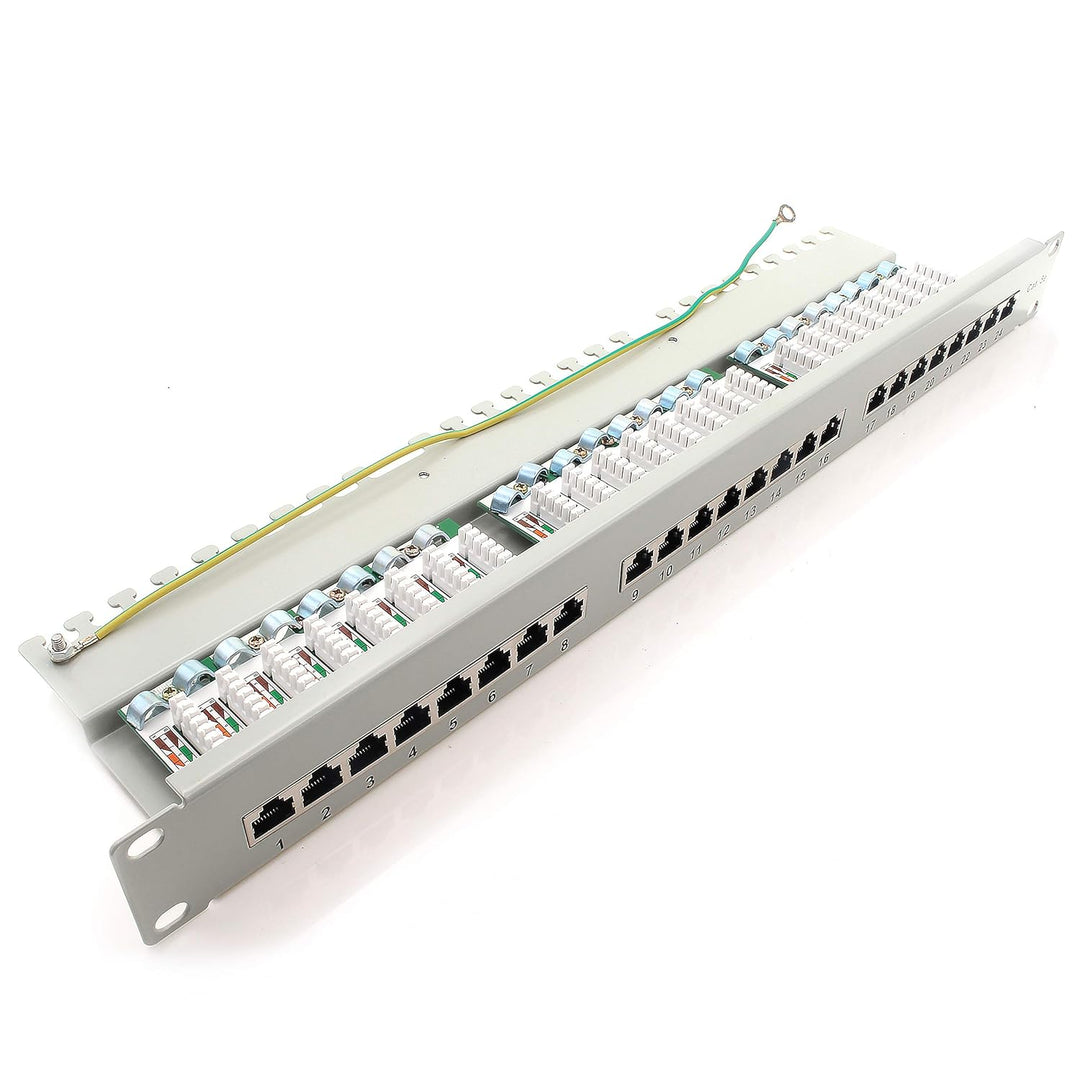 1aTTack.de 367455 Patchpanel CAT5e 24 Port weiss Verteilerfeld LSA+ Anschlusstechnik Netzwerk Vertei