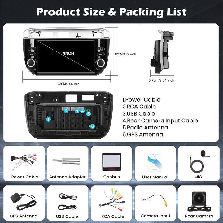 Hikity 4G+64G Autoradio Android 15 für FIAT Punto 2012-2016 mit 7-Zoll-Touchscreen, Stereo Radio mit
