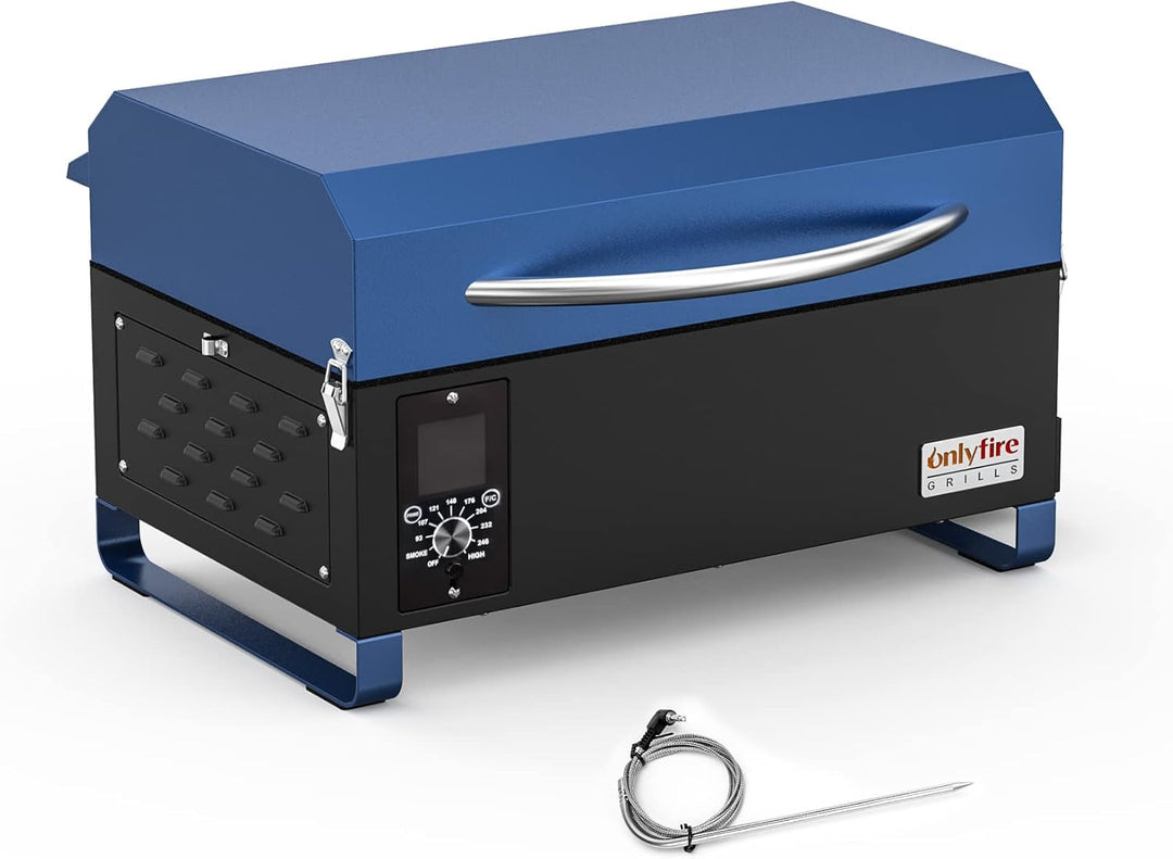Onlyfire Pellet Smoker Grill, 8-in-1-Multifunktion Räucherofen, Pelletgrill inkl. Abdeckhaube, LED-B