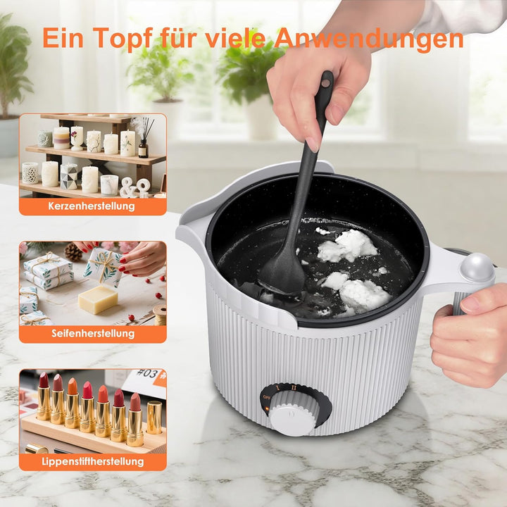 venpow Wachsschmelztopf mit Ausgiesser, kerzen selber machen set für erwachsene Anfänger, 1,5L gross
