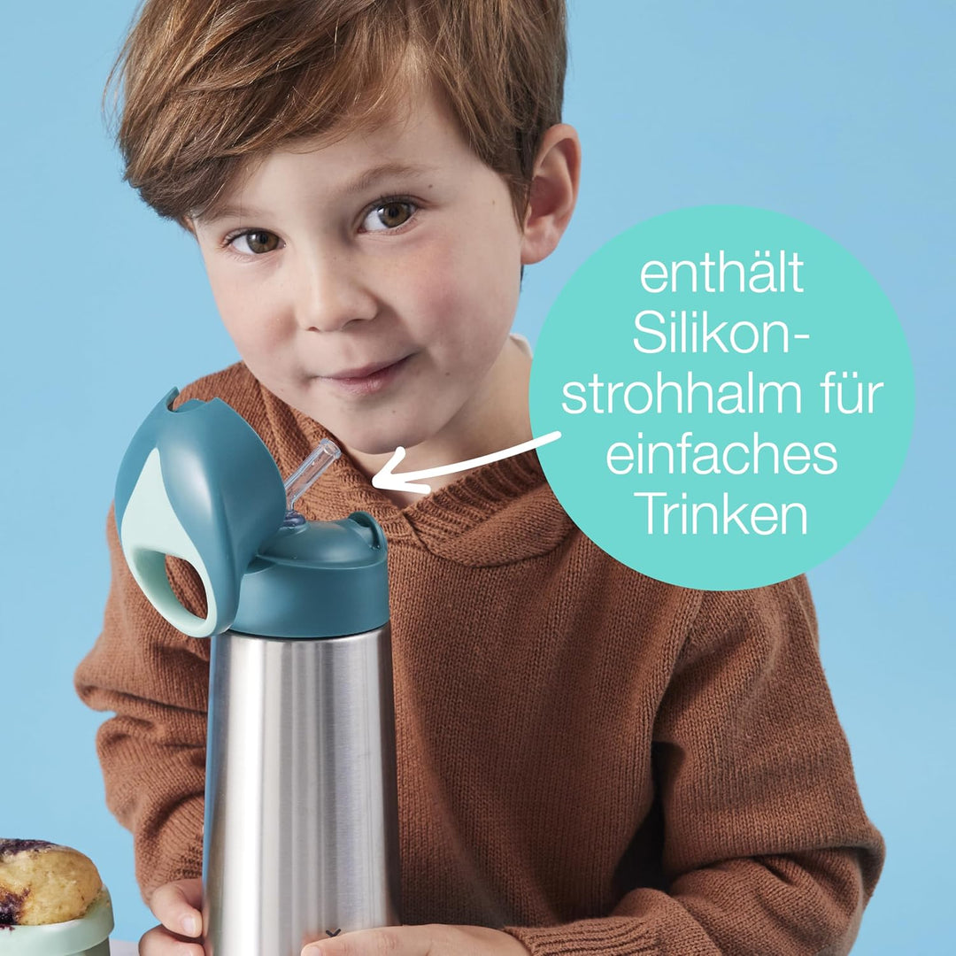 b.box Thermoflasche, Thermosflasche, haltbar, 500 ml Feelling Peachy Trinkflasche aus Edelstahl, iso