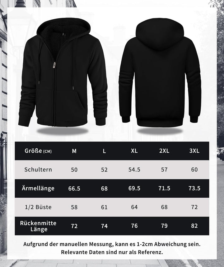 SwissWell Herren Fleecejacke Full Zip Kapuzenjacke Winter Sweatjacke mit Kapuze Gefütterte Hoodie Mä