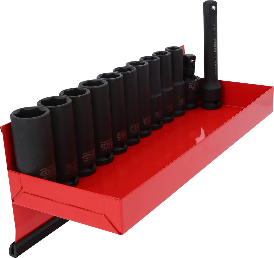 KS Tools 515.0612 1/2" Sechskant-Kraft-Stecknuss-Satz, lang, 13-tlg., 35 x 25 x 13 cm