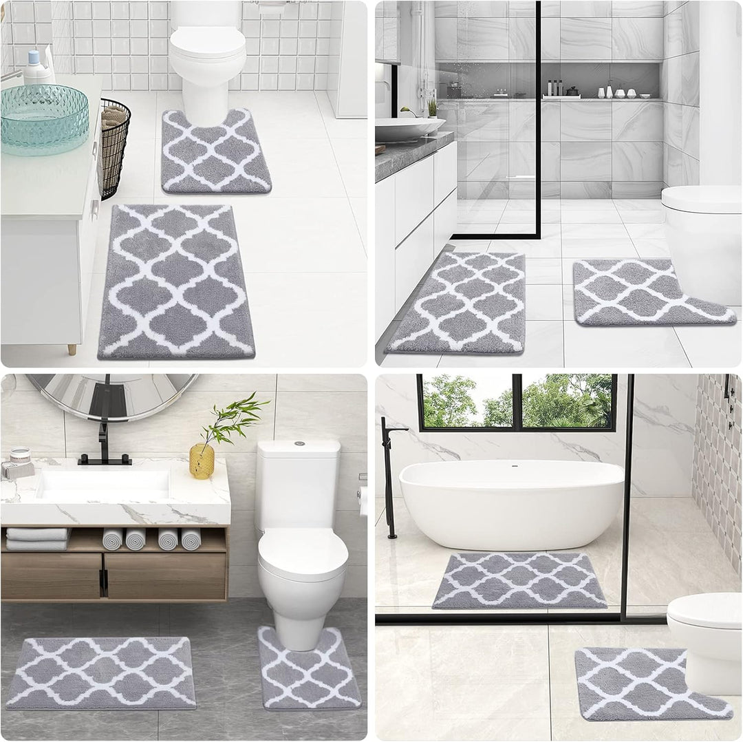 Olanly Badezimmerteppich-Set, 2-teilig, Mikrofaser, Badematte und U-förmiger Toilettenvorleger, masc