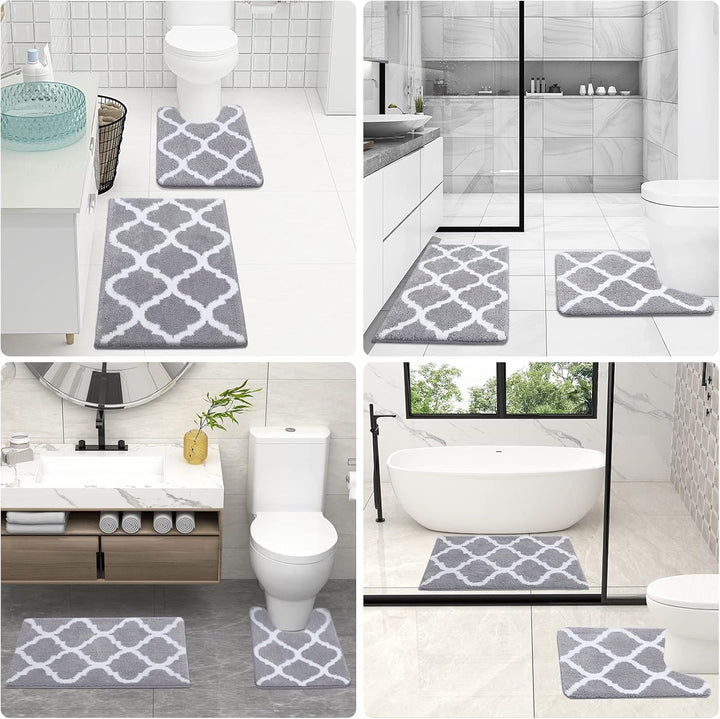 Olanly Badezimmerteppich-Set, 2-teilig, Mikrofaser, Badematte und U-förmiger Toilettenvorleger, masc