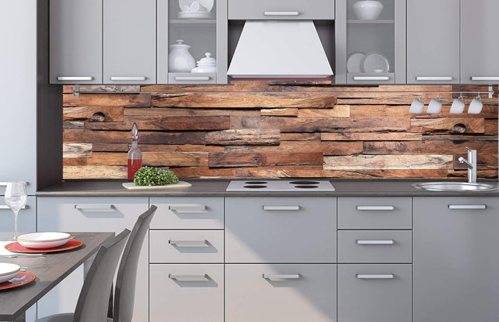 DIMEX Küchenrückwand Folie selbstklebend HOLZWAND | Klebefolie - Dekofolie - Spritzschutz für Küche