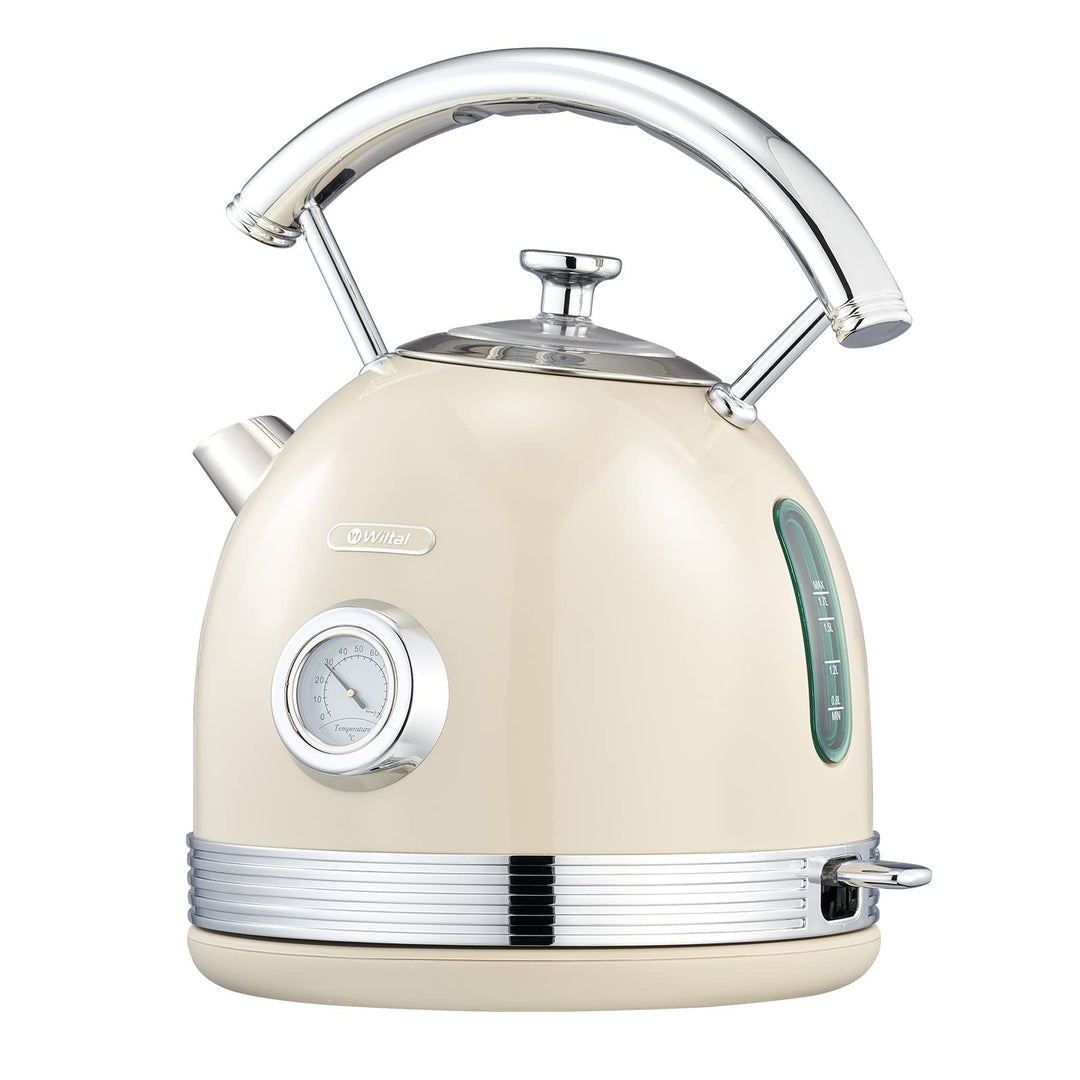 Wiltal Wasserkocher Retro, Edelstahl Design-Wasserkocher aus Elektrischer, Toaster Wasserkocher set