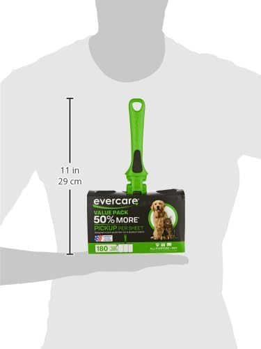 Evercare Pet Extra Sticky Nachfüllbare Fusselrolle Combo Pack mit 2 Nachfüllpackungen 180 Sheets, 18