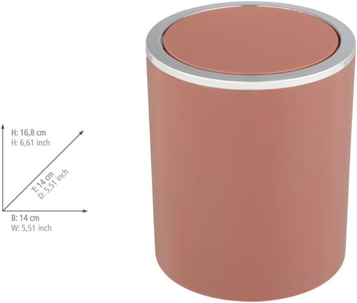 WENKO Kosmetikeimer Mod. Inca 2 Liter Abfallbehälter für Gäste-WC und Badezimmer Mülleimer mit Schwi