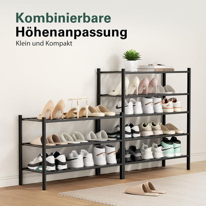 BAM BOO BOX - Schuhregal aus Bambus, Schuhablage mit 3 Ebenen, 68 x 28 x 46 cm, Erweiterbar Stapelba