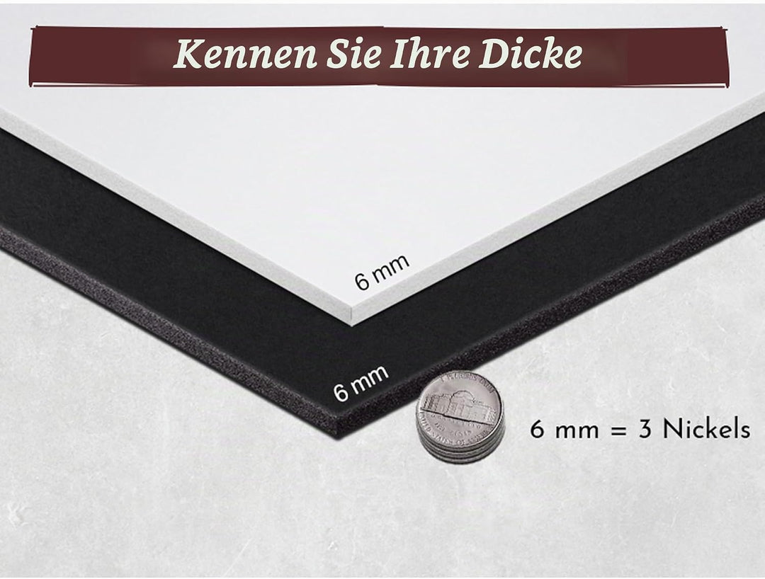 EVA-Schaumstoff Cosplay – 6 mm dick (1 mm bis 10 mm) – extra grosse Schaumstoffplatten – Schwarz ode