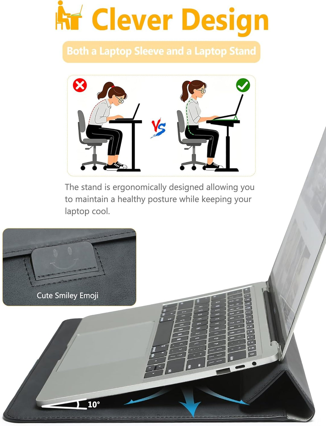 HYZUO 13,3-14 Zoll Laptop Hülle Tasche mit Standfunktion für MacBook Pro 14 M5/M4/M3/M2/M1 2026-2021