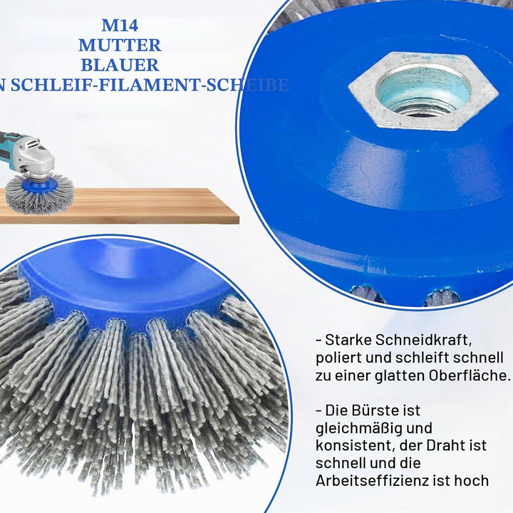 M14 Nylonbürste 150mm Schleifbürste Rundbürste für Winkelschleifer, Strukturierbürste Polierbürste f