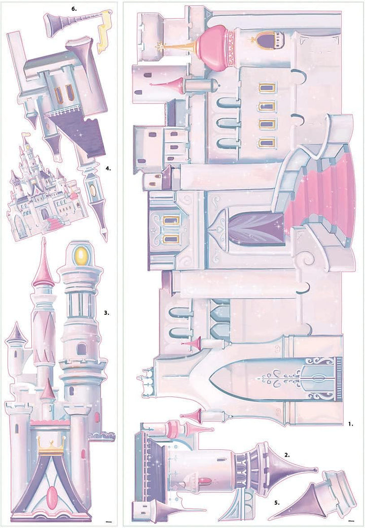 Room Mates 54548 Riesenwandsticker "Disney Prinzessinnen - Prinzessinnenschloss", mehrfarbig, Prinze