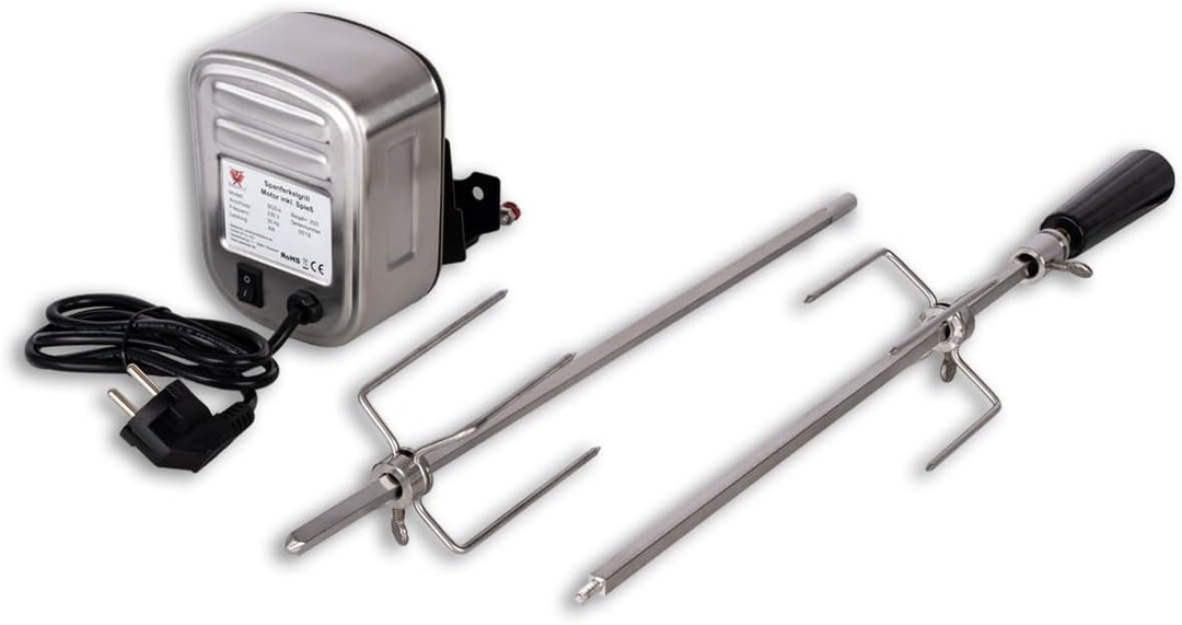 Beeketal 'BGS-e' Grillspiess mit 4 Watt Motor (U/Min: ca. 2) | BBQ Drehspiess und Halterungen verchr