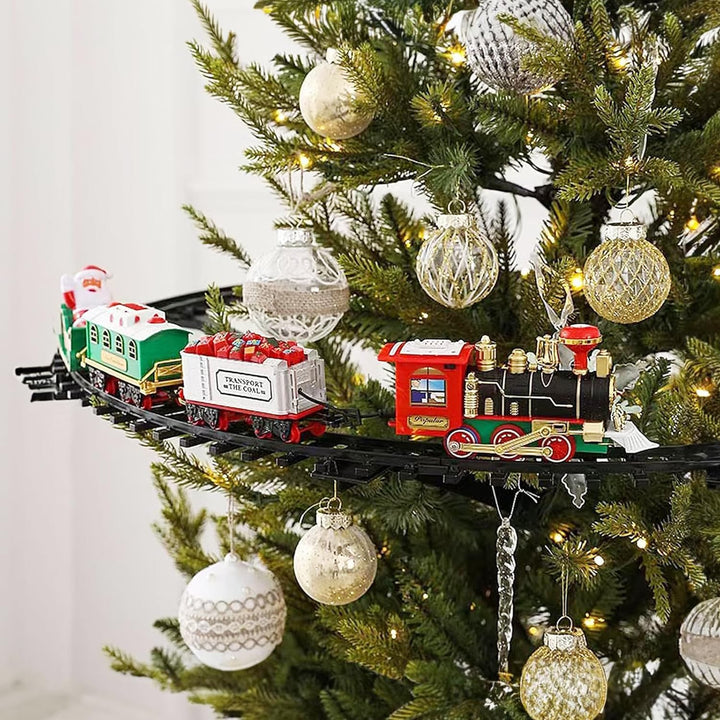 Elektrischer Zug Set für Kinder,Weihnachtszug um den Weihnachtsbaum,Eisenbahn Schienen Zug Set,Eisen