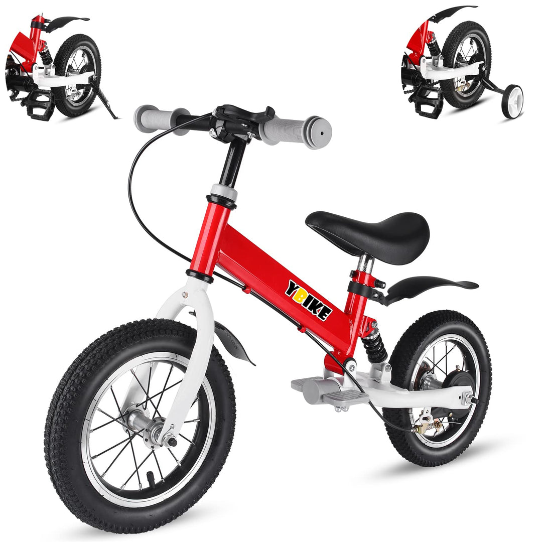 YBIKE Laufrad 2 in1, kinderfahrrad Mit Pedalen, Stossdämpfern, Schutzblechen,12 14 Zoll laufräder Ge