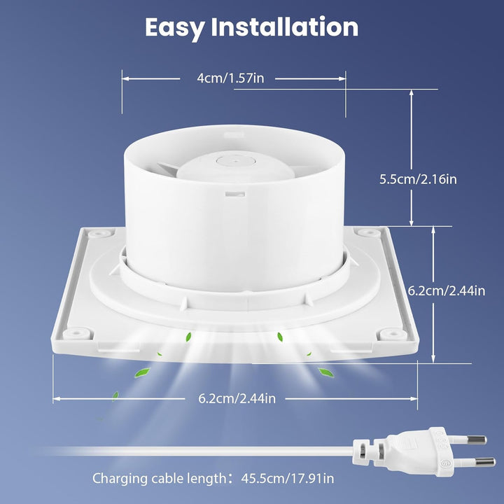 Abluftventilator 100 mm, VMC, Badezimmer, 130 m³/h, energiesparender Ventilator mit Fernbedienung, 2