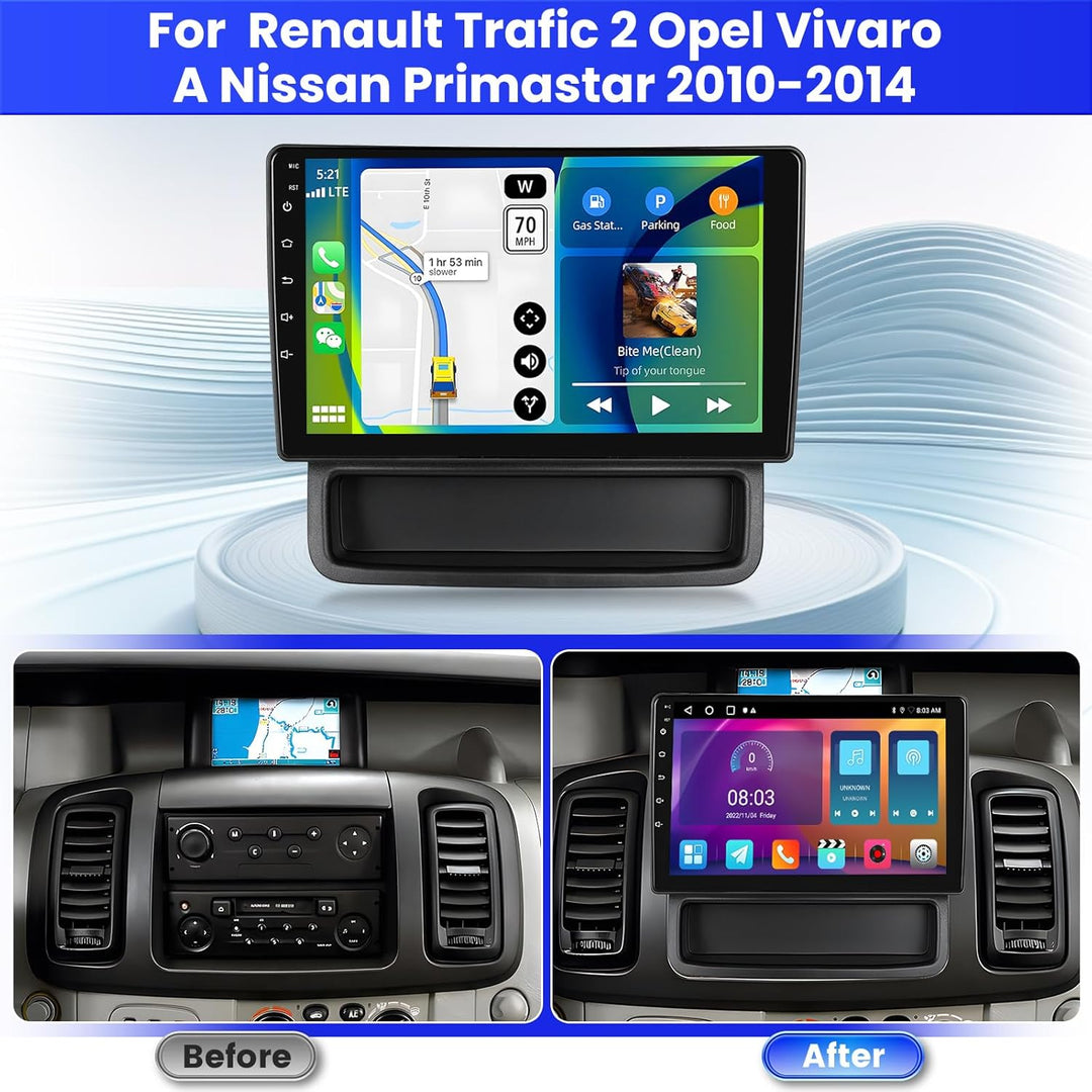 Radio für Renault Trafic 2 Opel Vivaro A Nissan Primastar 2010-2014 Android 15 2+64G mit Wireless Ca