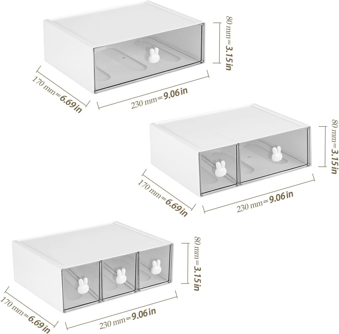 3-teilig Tee Organizer, 23x17x8cm Weiss Kunststoff mit Schubladen Schubladen Box Teebox, Teebeutel A