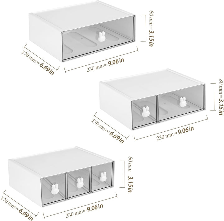 3-teilig Tee Organizer, 23x17x8cm Weiss Kunststoff mit Schubladen Schubladen Box Teebox, Teebeutel A