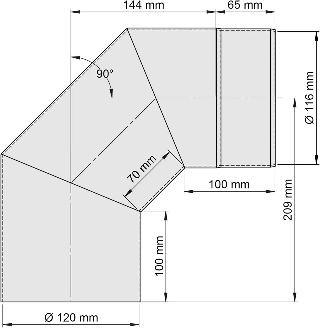 Ø 120 mm - Bogen 90° Schwarz Bogen 90° - Ø 120mm Schwarz
