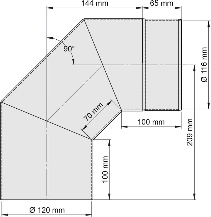 Ø 120 mm - Bogen 90° Schwarz Bogen 90° - Ø 120mm Schwarz