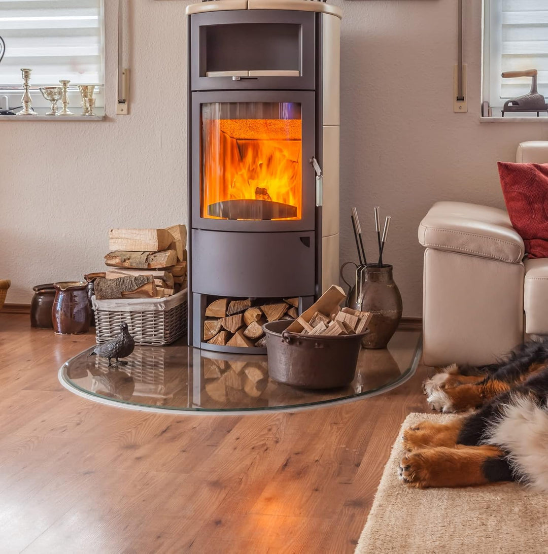 Glasplatte für Kaminofen 100 x 80 cm - Glasscheibe mit 6mm ESG Sicherheitsglas - perfekt geeignet al