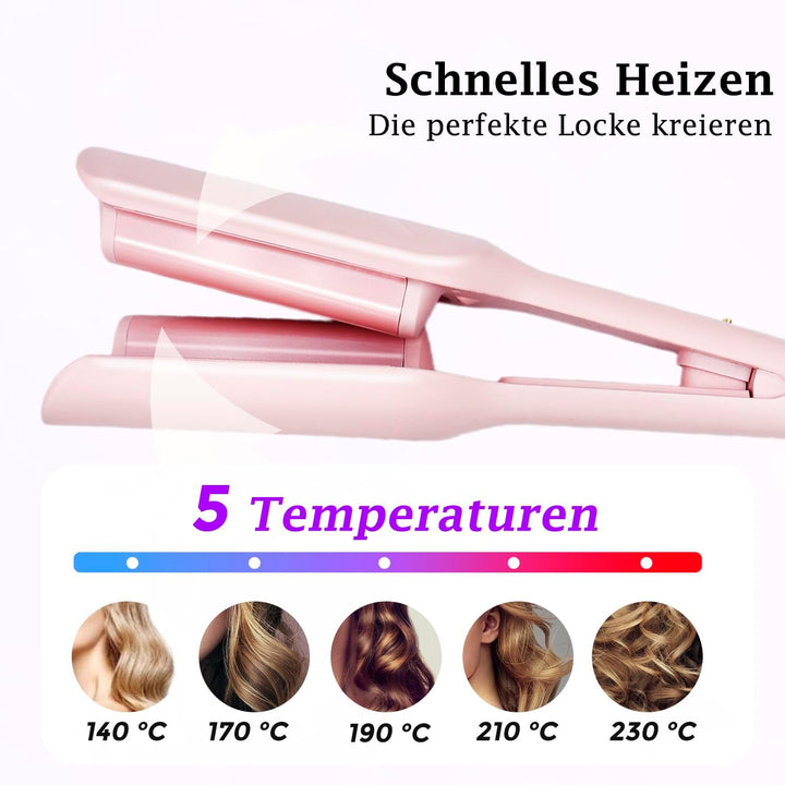 Grosscat welleneisen Lockenstab Locken für Haare 32mm, Deep Waves, Wasserwellen, Mermaid Waves, Well