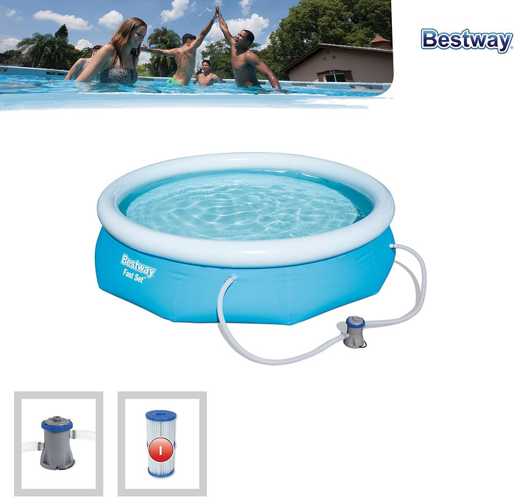 Bestway Fast Set Pool mit Filterpumpe, 305 x 76 cm, blau 305x76 cm Blau Single, 305x76 cm Blau Singl