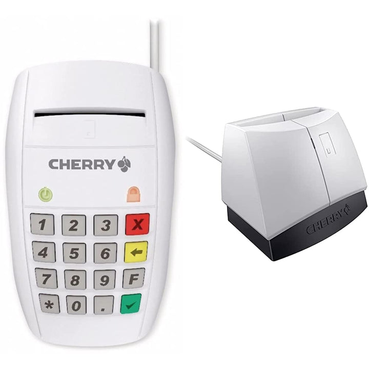CHERRY ST-2100 Chipkartenleser & SmartTerminal ST-1144UB USB cardreader Pale Grey Bundle mit USB car