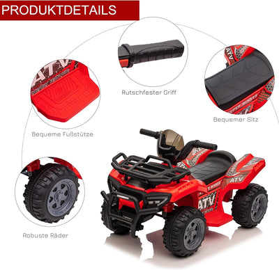 HOMCOM Mini Elektro-Quad Kinder Elektro ATV Kinderfahrzeug Elektroquad für 18-36 Monate Kinder Metal