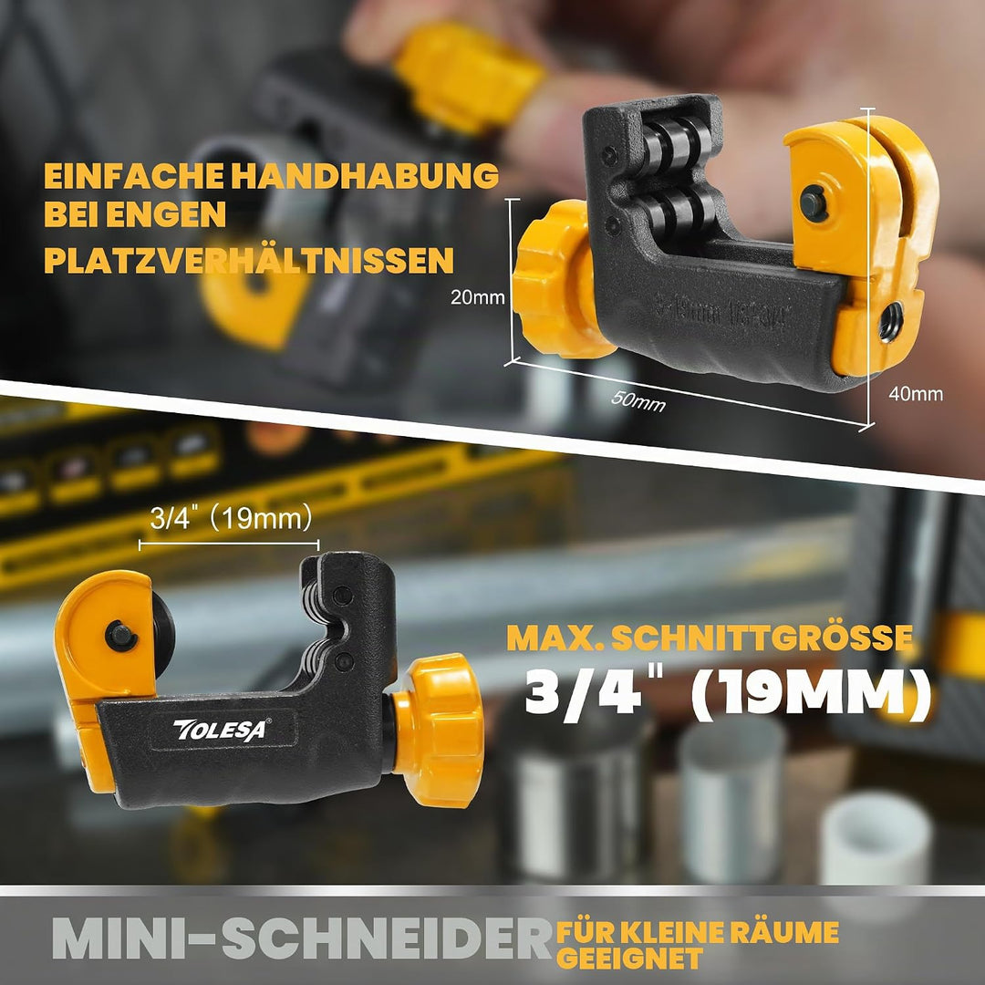 TOLESA Rohrschneider 3-50mm mit Entgrater, 4 in1 Rohrschneider für Kunststoff, Dünner Edelstahl, Sta