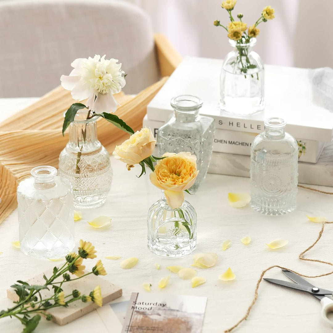 CUCUMI Glasvasen, Set mit 12 Stück, kleine Vasen für Tafelaufsätze, Vase für Blumen in Grosspackung