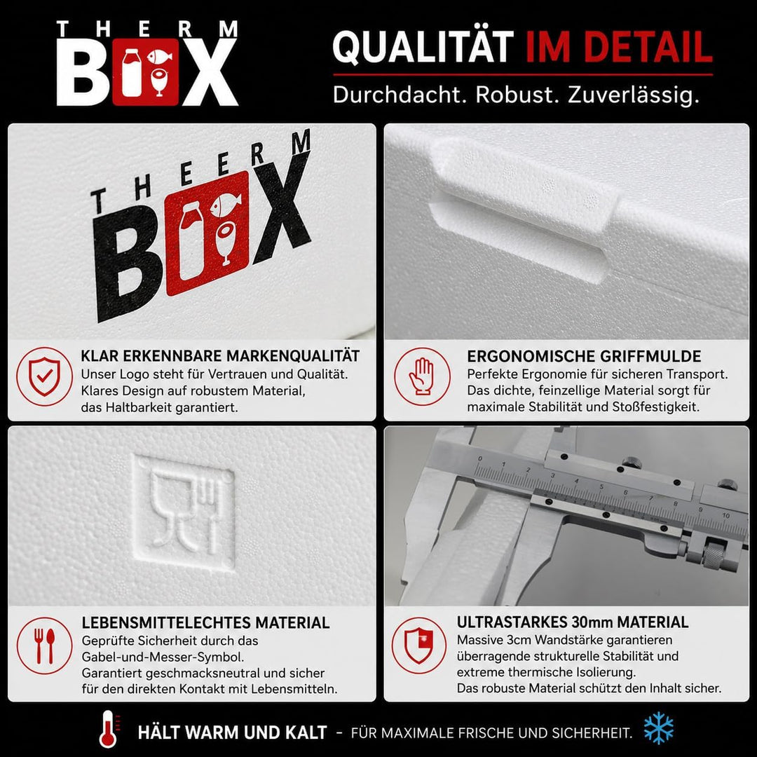 THERM BOX 7W Styroporbox 7 Liter Innen 33,5x23,5x9cm Wandstärke 3cm | Thermobox, Isolierbox, Kühlbox