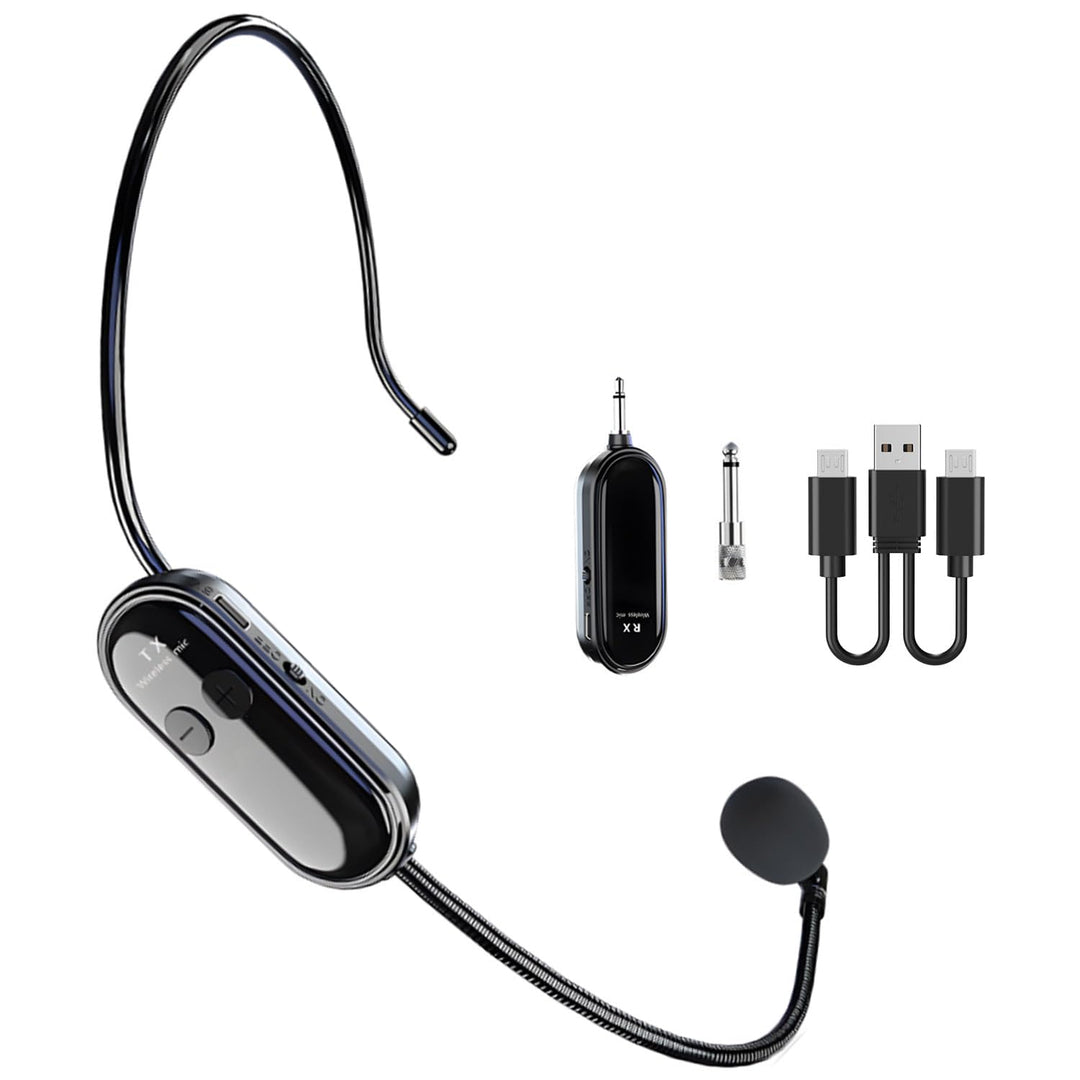UHF Wireless Mikrofon Headset, 2.4G Kabelloses Mikrofon Funkmikrofon Head Mounted mit 165Fuss, Wiede