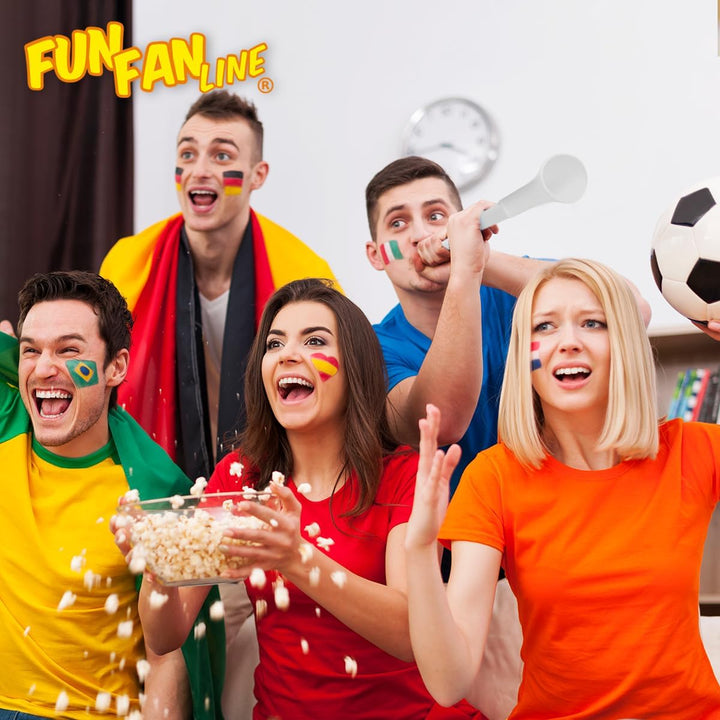 FUN FAN LINE - Pack x3 Plastik Vuvuzela Trompeten. Zubehör für Fussball- und Sportfeste. Geräuschvol