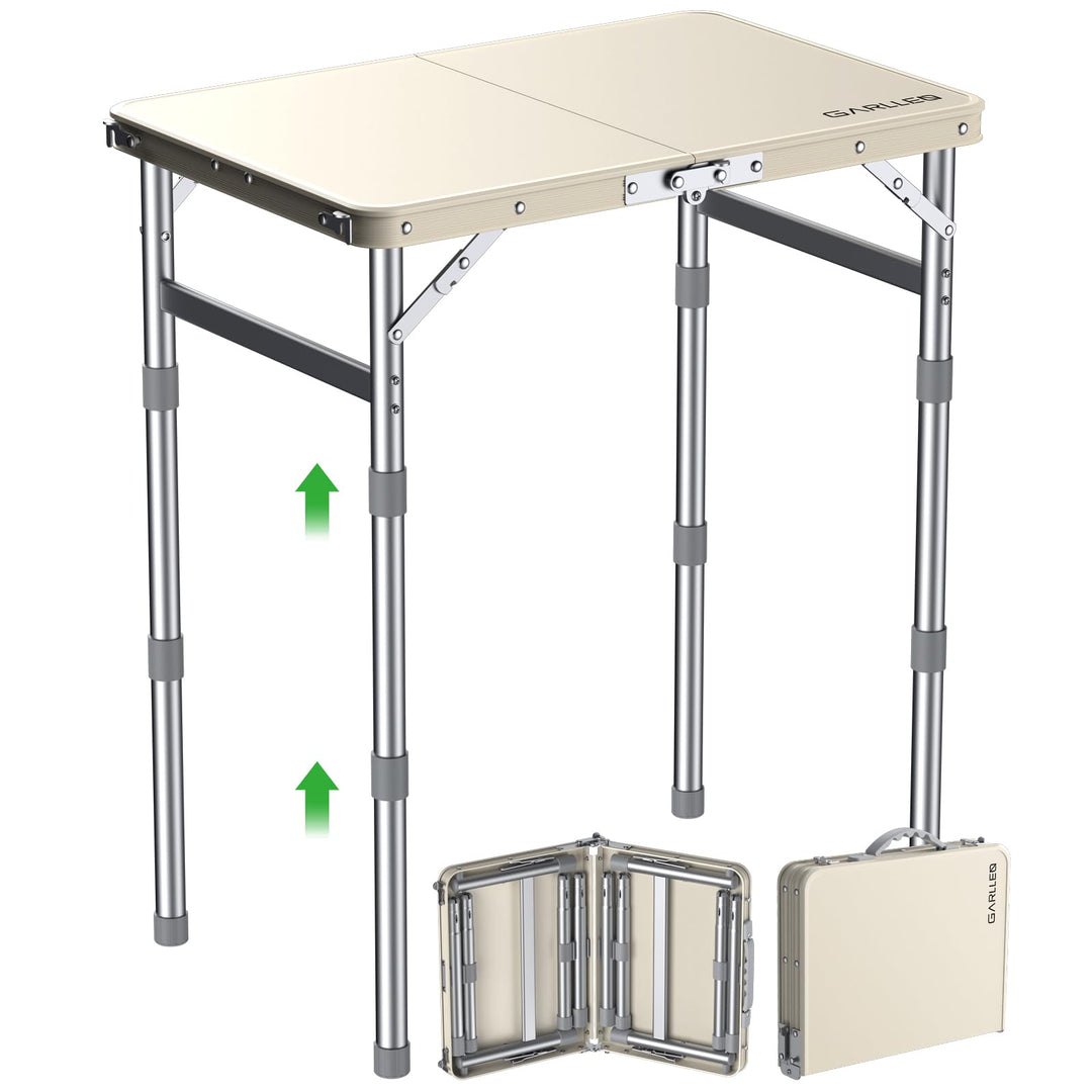 GARLLEN Campingtisch klappbar Klapptisch, 58x40cm & 3 Höhenverstellbar(26/48/70cm) ABS Wasserdichter