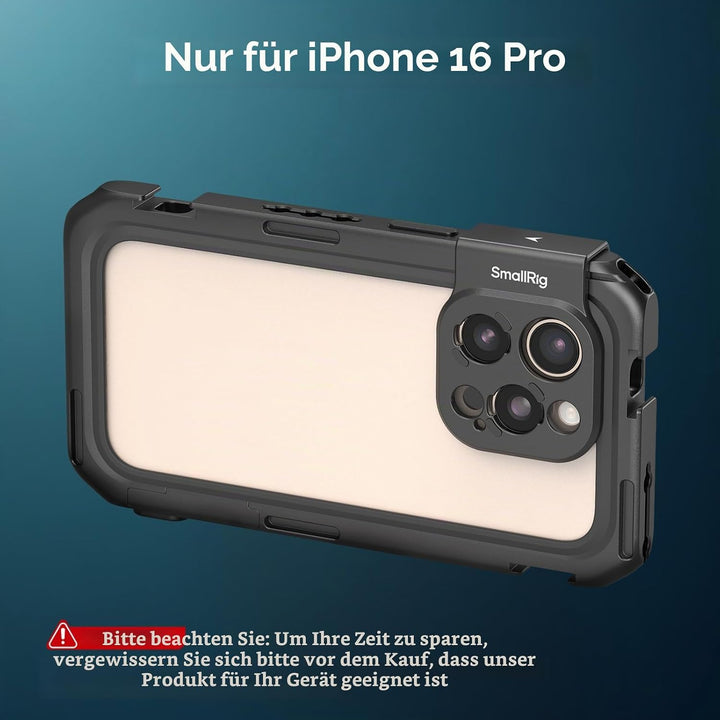 SMALLRIG Mobile Video Cage Basic Edition für iPhone 16 Pro mit speziellem Telefonkäfig mit T-Mount-O