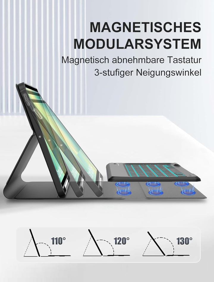 JADEMALL Schutzhülle mit Deutscher Tastatur für Samsung Galaxy Tab S10 FE Plus 13,1 Zoll (2025) - Bl