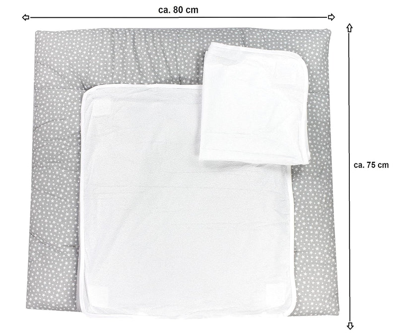 TupTam Wickelauflage inkl. 2 Frotteebezüge Modell MAR02579, Farbe: Sternbild Weiss/Grau, Grösse: 75