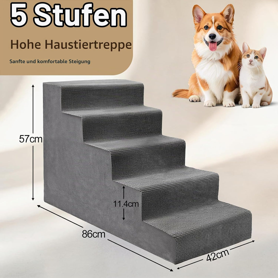 Niubya Hundetreppe für Kleine Hunde, D86xW42xH57 cm, für Katzentreppe Hundetreppe Bett und Sofa, ält