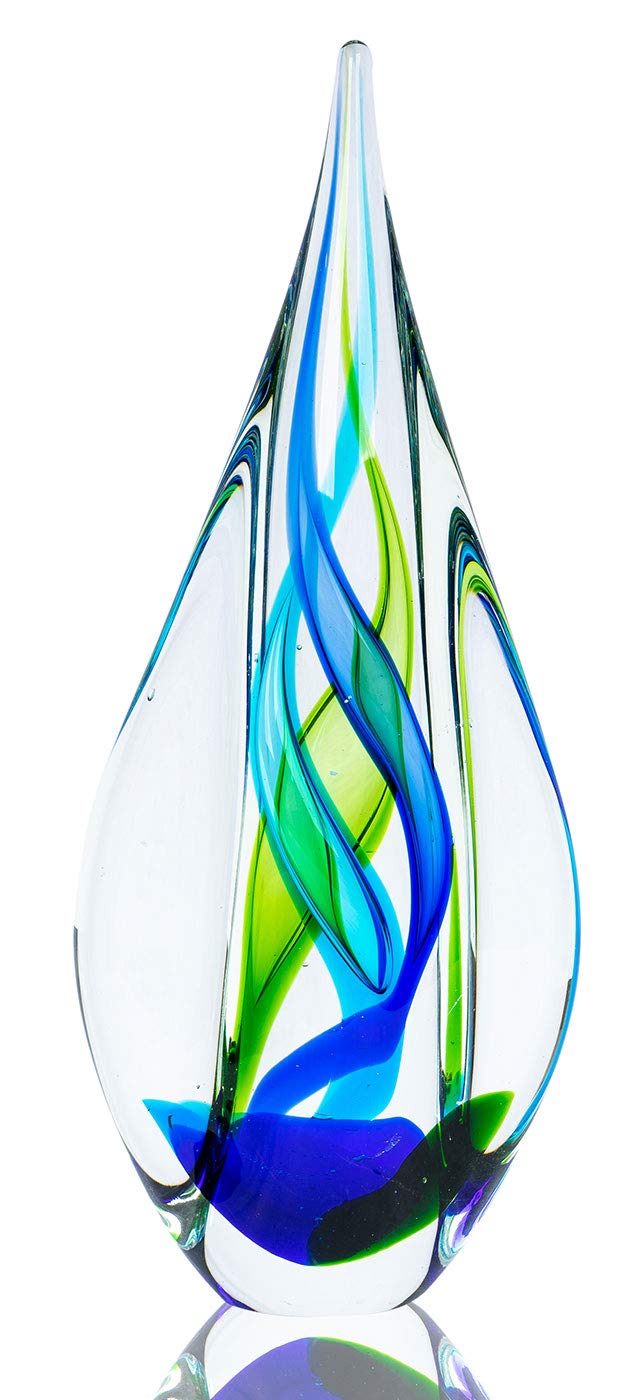 levandeo Designer Skulptur 34cm Hoch Glas Design Glasskulptur Glasdeko Blau Grün Unikat Tischdeko De