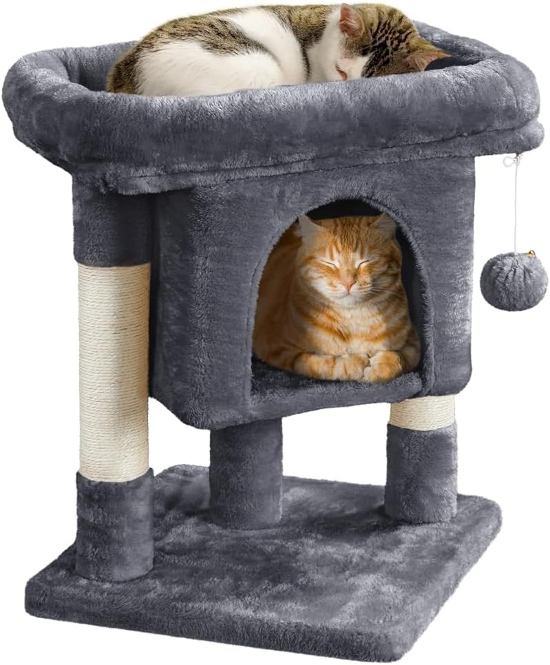 Yaheetech Kratzbaum 60 cm Kleiner Katzenkratzbaum, mit Katzenhöhle Plüsch Sisal, Katzenbaum Katzenmö