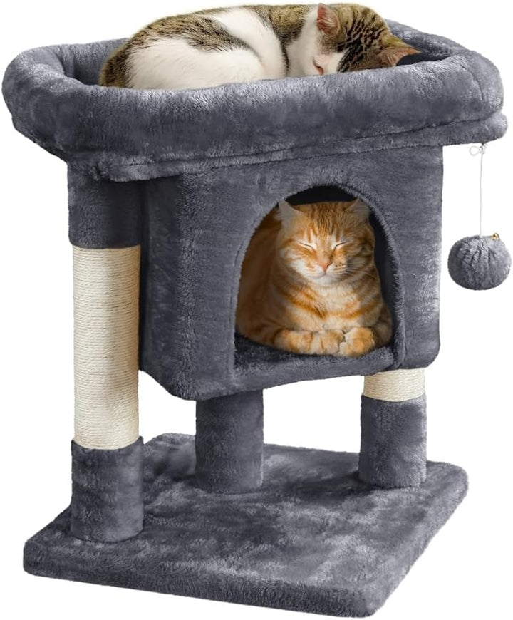 Yaheetech Kratzbaum 60 cm Kleiner Katzenkratzbaum, mit Katzenhöhle Plüsch Sisal, Katzenbaum Katzenmö