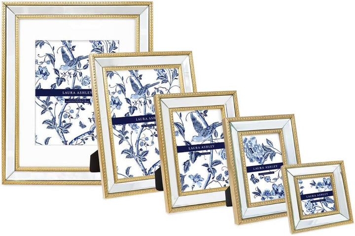 Laura Ashley Bilderrahmen, 20,3 x 25,4 cm, goldfarben, verspiegelt, mit Perlenrand, zur Wandmontage,