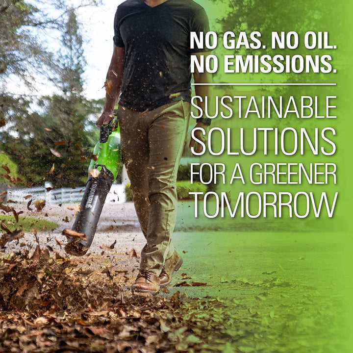 Greenworks GD40ABK2X Axial Akku Laubbläser mit bürstenlosem Motor, 210 km/h, 15,6 m³/min, zwei 40V 2