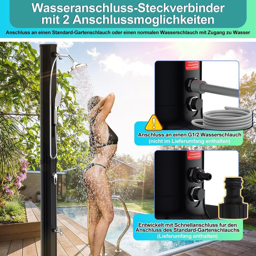 Randaco Solardusche Solar Gartendusche warmes Wasser Bis Zu 60°C Ohne Stromanschluss Pooldusche Camp